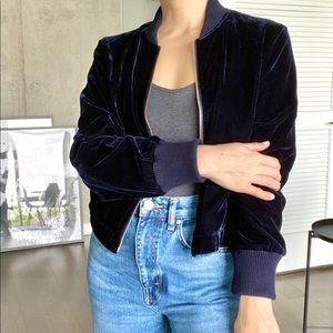 ✨J. Crew Navy Velvet Bomber Jacket